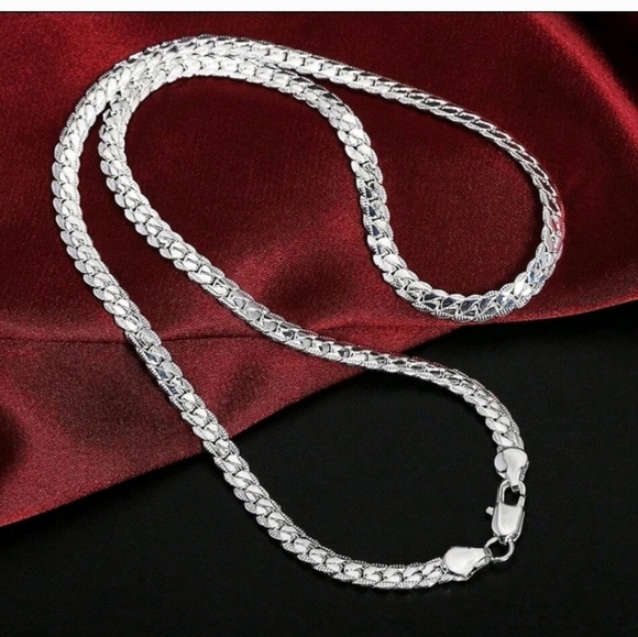 SILVER PLATED FLAT SNAKE CHAIN NECKLACE 24" - Picture 2 of 8